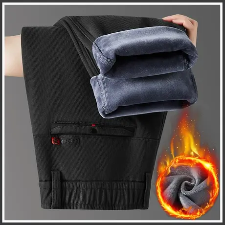 2024新款保暖加绒休闲长裤冬季加厚防寒商务西裤秋冬款直筒男裤子商品大图