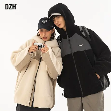 情侣羊羔绒连帽棉衣外套男冬季加厚保暖棉服男士加绒棉袄男款冬装商品大图