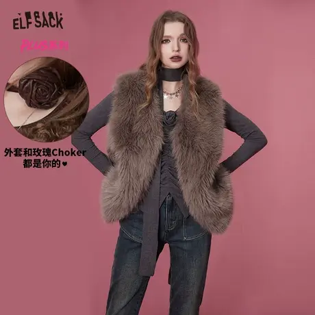 妖精的口袋毛绒绒马甲女2024早春新款小个子复古气质修身无袖上衣图片