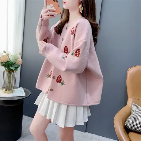 设计感刺绣休闲针织开衫女春季2024年新款洋气减龄超好看毛衣外套商品大图