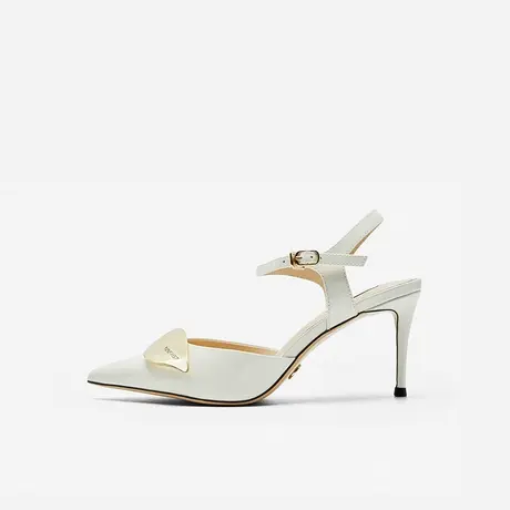 Nine West/玖熙春叶饰扣漆皮包头中后空凉鞋2024年夏季新款高跟鞋图片