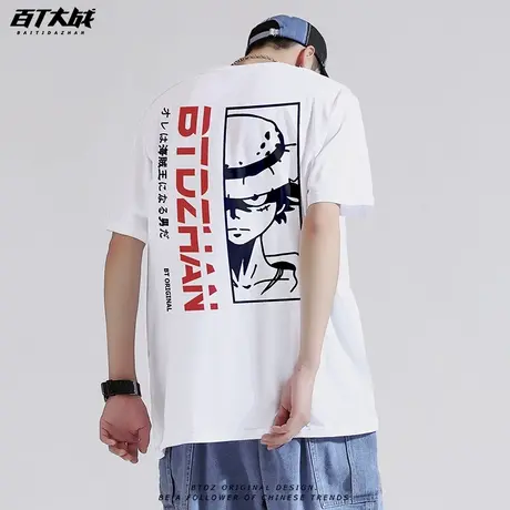 短袖t恤男潮牌个性时尚卡通印花日系复古ins港风百搭bf宽松半袖衫商品大图
