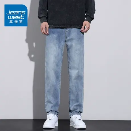 KZ真维斯复古着感美式街头直筒牛仔长裤男士宽松水洗男裤子春秋款商品大图