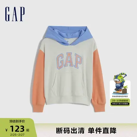 【断码优惠】Gap女童春秋LOGO拼色运动卫衣洋气儿童连帽衫521681商品大图