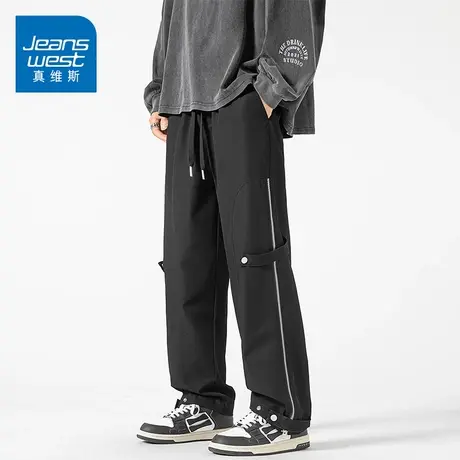 KZ真维斯冬季美式工装休闲长裤男士直筒宽松拖地高街秋冬款男裤子商品大图