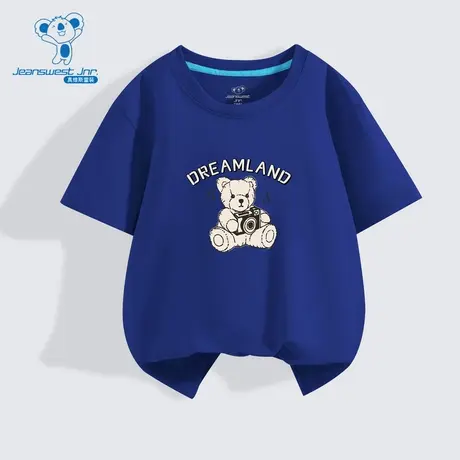 DZ真维斯男童短袖T恤2024夏季新款童装时尚图案圆领短袖针织T恤商品大图