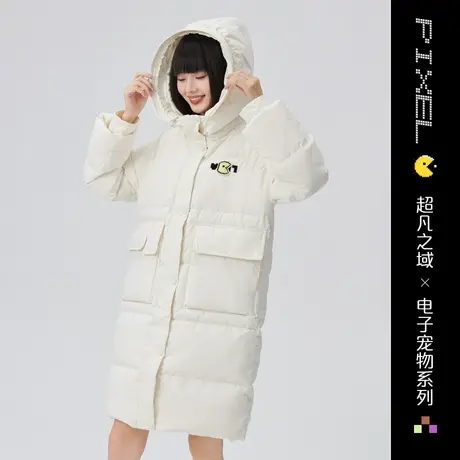 艾莱依2022年新款羽绒服女款中长款秋冬时尚宽松连帽外套保暖防风商品大图