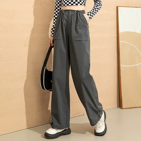 束脚裤子工装裤女2023新款休闲裤宽松直筒裤阔腿哈伦裤春秋运动裤商品大图