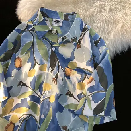 短袖衬衫女2022新款夏季宽松韩版设计感小众法式别致方领上衣外穿图片