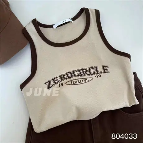 复古港风吊带背心2023年春夏新款小个子短款字母印花bm百搭上衣潮图片