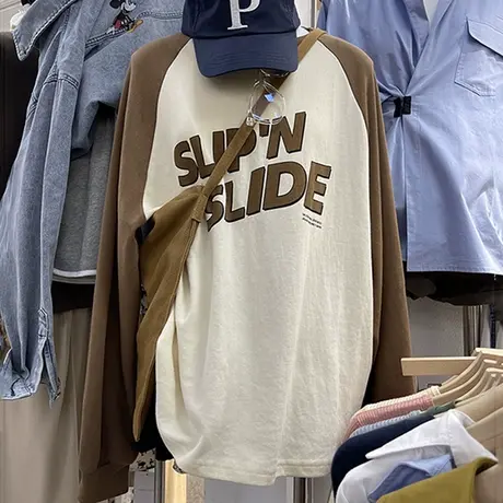 2023新款长袖t恤女春秋宽松韩版显瘦百搭内搭打底衫插肩上衣潮ins商品大图