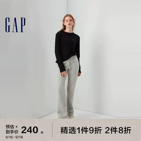 Gap女装秋冬2023新款LOGO抓绒宽松运动裤微喇叭裤430369休闲裤图片