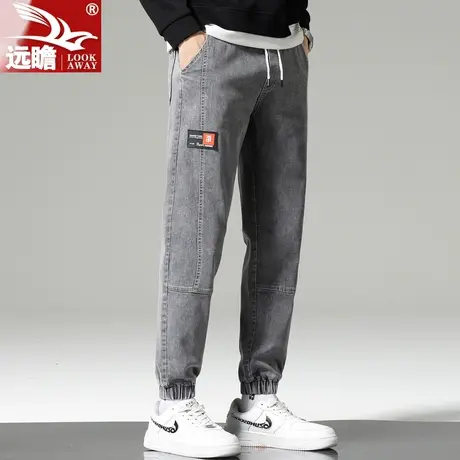 2023新款牛仔裤男款束脚工装裤宽松九分裤春秋季哈伦男士休闲裤子商品大图