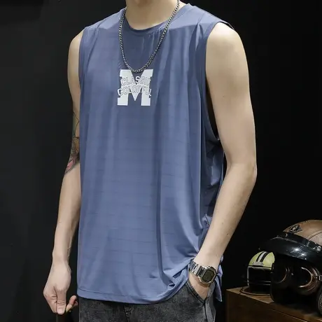 冰丝速干t恤背心男夏季坎肩男士无袖跨栏运动健身篮球男款冰感夏商品大图