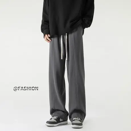 垂感裤子男春秋宽松阔腿直筒拖地裤美式复古高街潮牌运动休闲卫裤商品大图