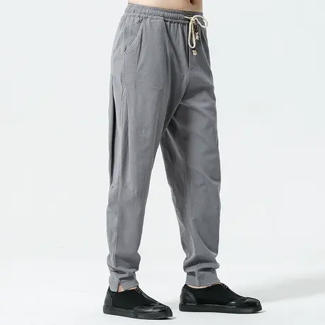 休闲裤男春秋季宽松哈伦裤休闲运动长裤中国风复古男裤子大码潮流图片