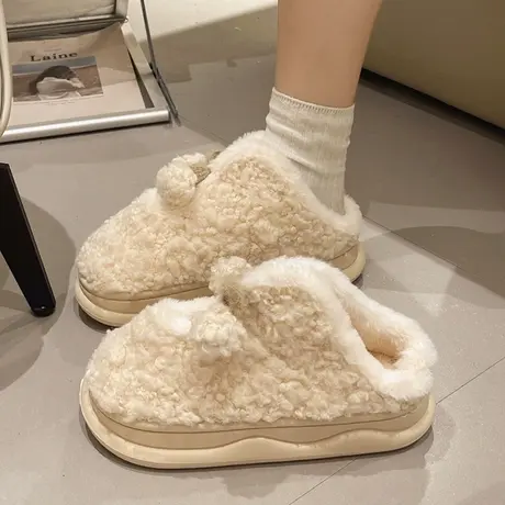 踩屎感棉拖鞋女冬季2023新款家居家用厚底室内情侣可爱毛绒棉拖图片