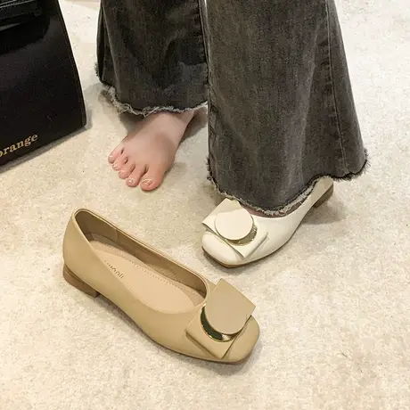 永希单鞋女夏季2023年新款懒人一脚蹬通勤法式百搭粗跟防滑女鞋子商品大图