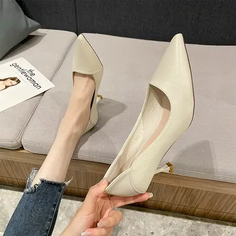 法式气质尖头职业高跟鞋女细跟2023年春夏季新款性感百搭浅口单鞋图片
