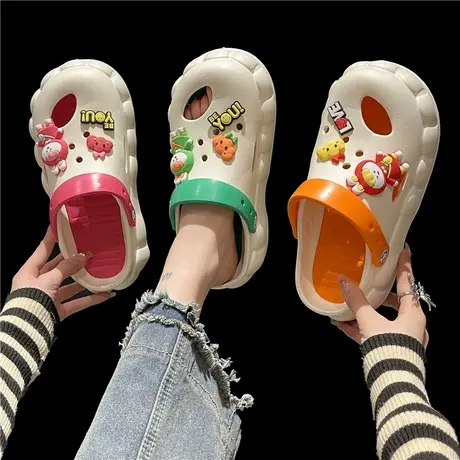 可爱卡通包头拖鞋女2023年新款夏季室内厚底外穿沙滩洞洞凉拖鞋女商品大图