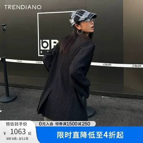 TRENDIANO官方压褶肌理廓形高级感西装外套男新款秋季图片