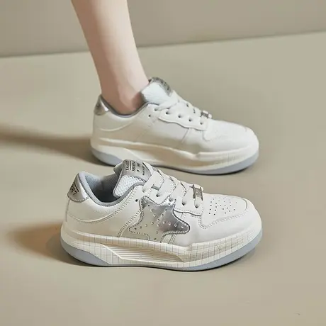 网红星星小白鞋女2023秋季新款厚底鞋子板鞋女款德训鞋运动休闲鞋商品大图