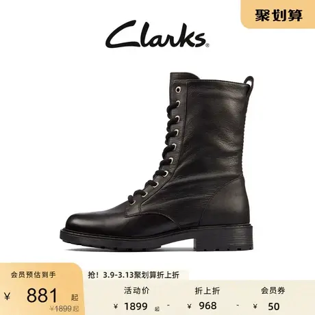 Clarks其乐女鞋秋冬季马丁靴10孔中筒柔软舒适朋克骑士女靴图片
