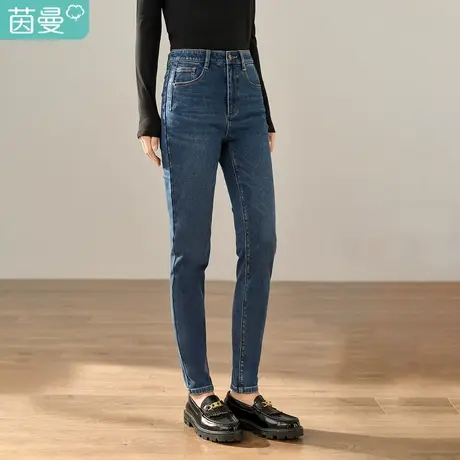 【商场同款】茵曼冬女装新款田园复古修身显瘦铅笔裤牛仔裤图片