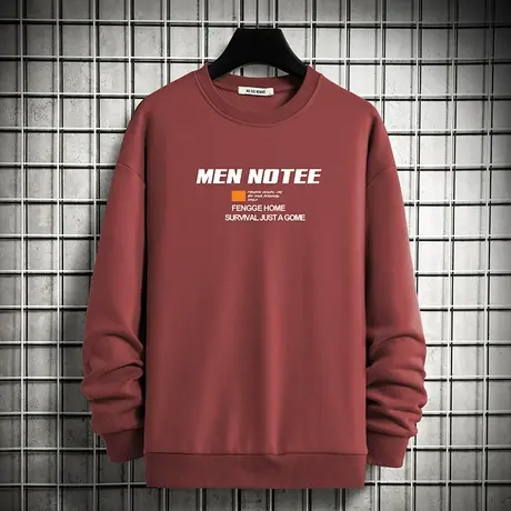 圆领卫衣男潮ins春秋款宽松潮流休闲百搭加绒套头无帽长袖t恤男生商品大图