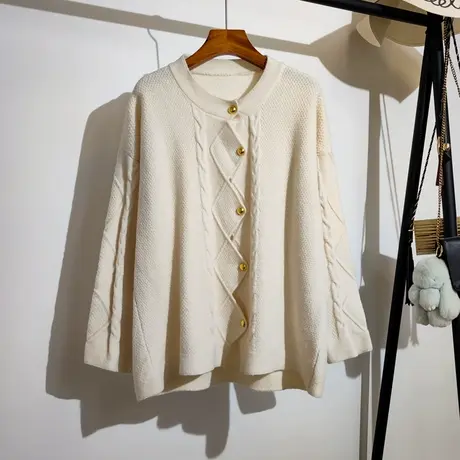 毛衣女慵懒风针织开衫秋冬季新款宽松韩系温柔设计感小众上衣外套商品大图