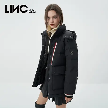 LINC金羽杰2023秋冬新款复古学院质感反季断码短款面包服羽绒服女商品大图