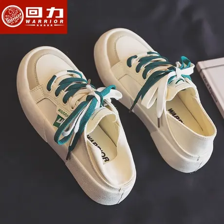 回力女鞋帆布鞋女春款透气2023新款懒人鞋子两穿半拖一脚蹬小白鞋商品大图