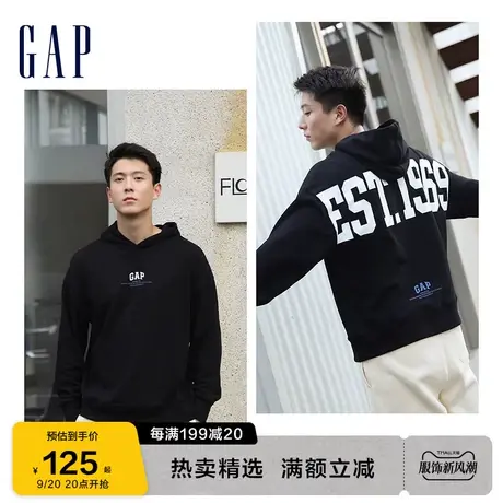Gap男女装秋季款LOGO连帽法式圈织软卫衣448293情侣装运动上衣潮商品大图