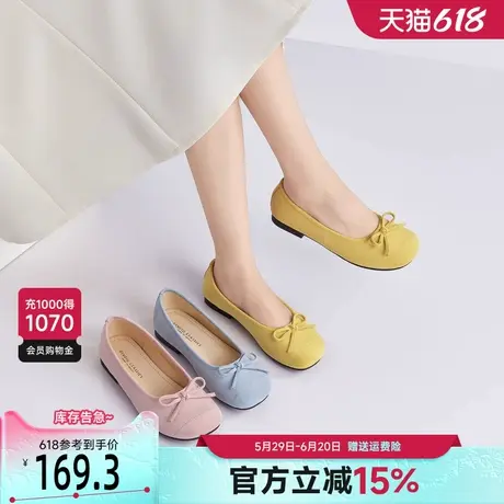 戈美其法式平底芭蕾单鞋2025夏季外穿复古仙女风蛋卷鞋浅口通勤鞋图片
