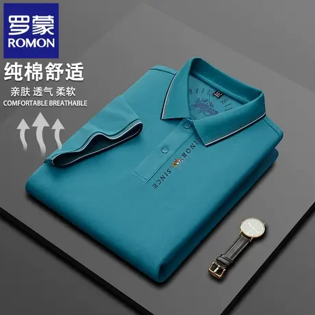 罗蒙纯棉刺绣POLO衫短袖t恤男夏季薄款中年爸爸休闲半袖保罗衫N2Z图片