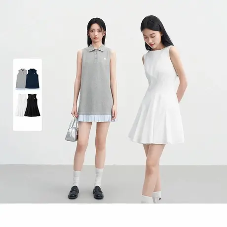 【李佳琪直播间婚庆专场】乐町A字连衣裙/简约无袖连衣裙图片