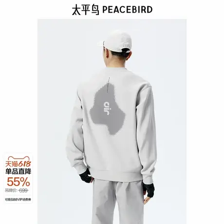 【商场同款】太平鸟男装科技感印花圆领卫衣休闲卫衣男 B2CRE3171图片