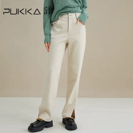 蒲PUKKA 商场同款阔腿牛仔裤女2022早秋新品宽松休闲直筒长裤子商品大图