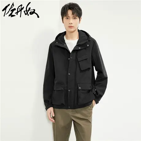 佐丹奴外套男装多口袋连帽户外工装梭织薄外套 01074060商品大图