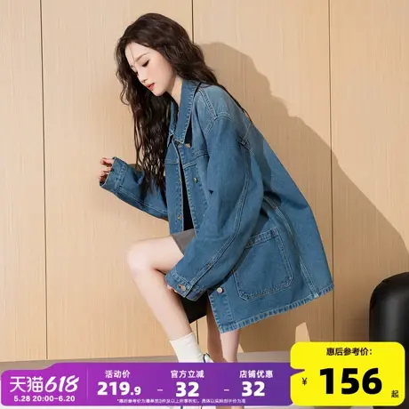 唐狮2025新款韩系长款上衣百搭休闲牛仔外套女小个子初春穿搭潮流商品大图