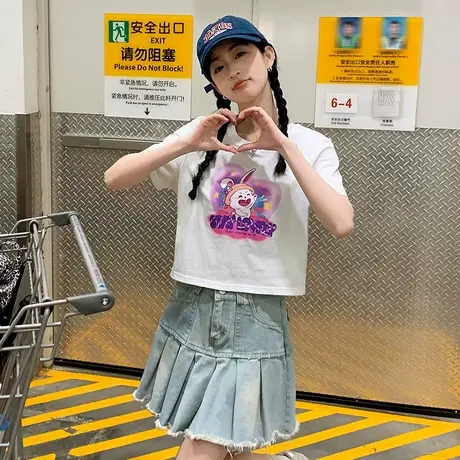 唐狮新款设计感白色短款小衫时髦短袖T恤女夏季辣妹紧身体恤x商品大图