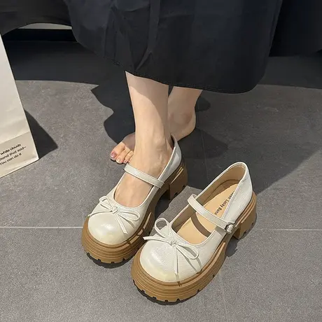 百搭温柔玛丽珍鞋女2025年新款夏季配裙子粗跟小皮鞋气质通勤单鞋商品大图