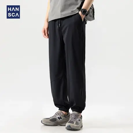 hansca冰丝宽松束脚休闲裤男竹节珠地肌理2025夏季速干运动长裤子商品大图
