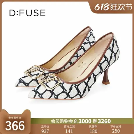 [龘龘之旅]Dfuse迪芙斯2024春季新款高级双D金属扣刺绣布高跟鞋图片