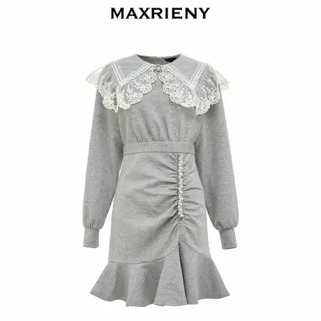 【奥莱】MAXRIENY小鱼尾卫衣短裙秋季针织珠片连衣裙轻奢图片