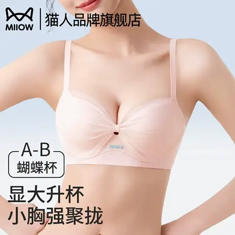 猫人小胸聚拢显大无钢圈内衣夏薄款舒适透气无痕提拉收副乳文胸罩图片