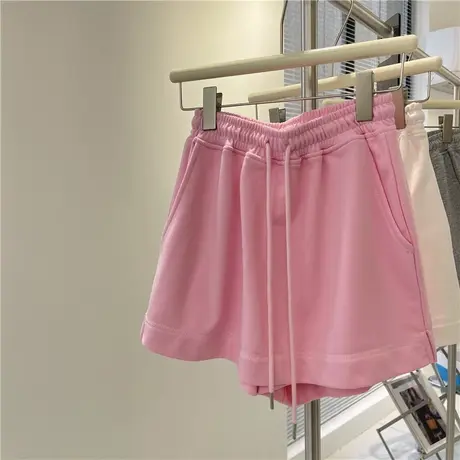 粉色运动阔腿短裤女2023夏季新款百搭宽松设计感小众假两件休闲裤商品大图