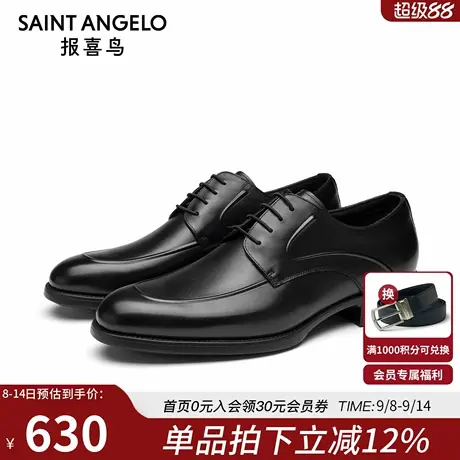 报喜鸟男鞋春秋款男士商务皮鞋头层牛皮轻质软面透气正装德比鞋商品大图