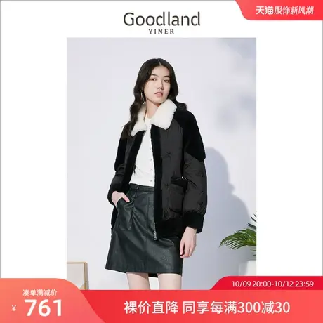 音儿美地女装2022冬季新款羊毛领短款保暖加厚白鸭绒羽绒服商品大图