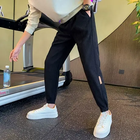 灯芯绒卫裤男春秋季轻熟运动百搭哈伦裤爆款个性痞帅宽松休闲长裤商品大图